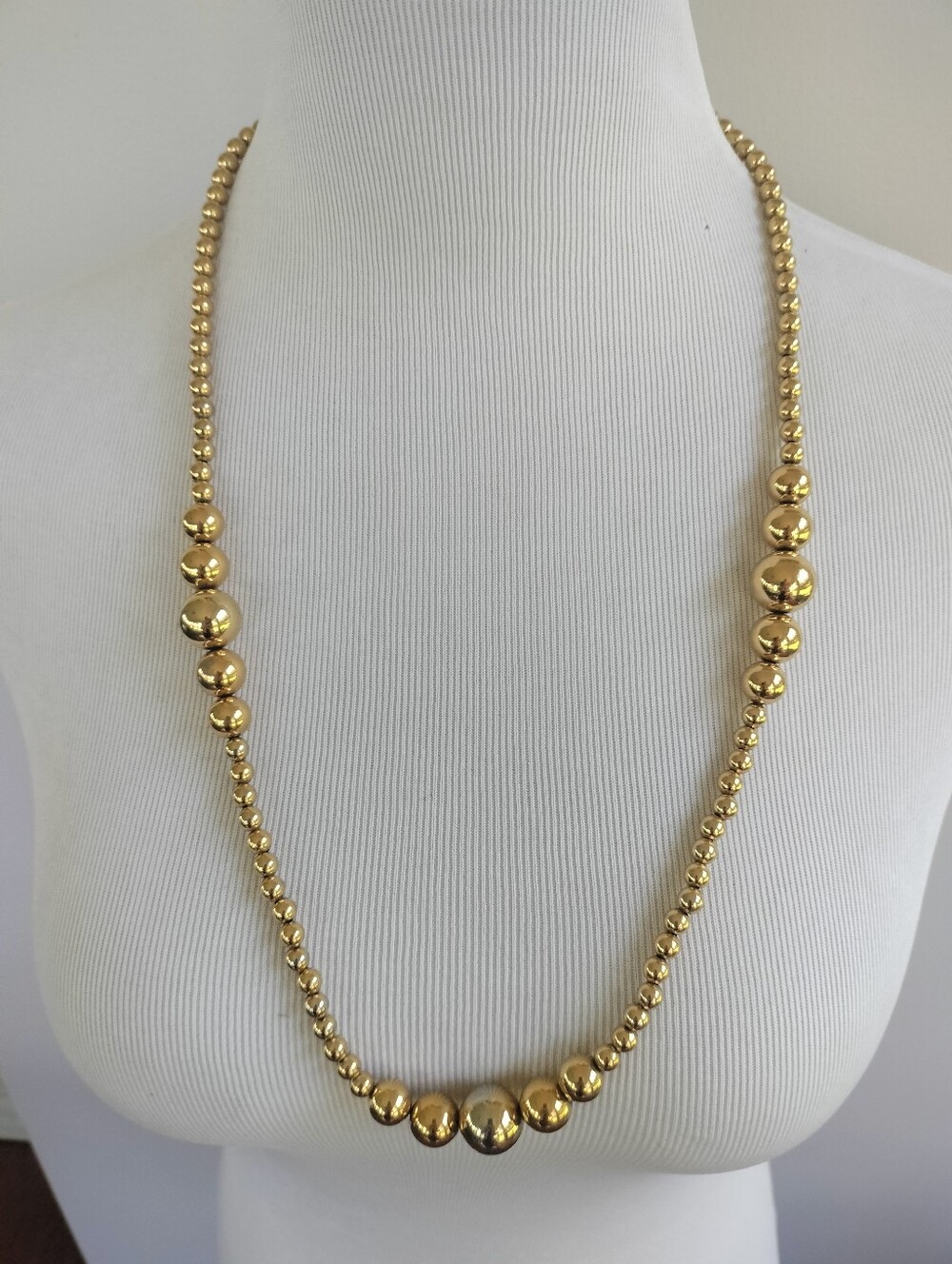 Napier Vintage Gold Tone Multi Size Beads 29" Necklace Single strand